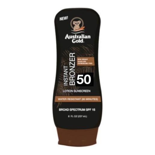 Australian gold instant bronzer lotion sunscreen spf 50 237 ml