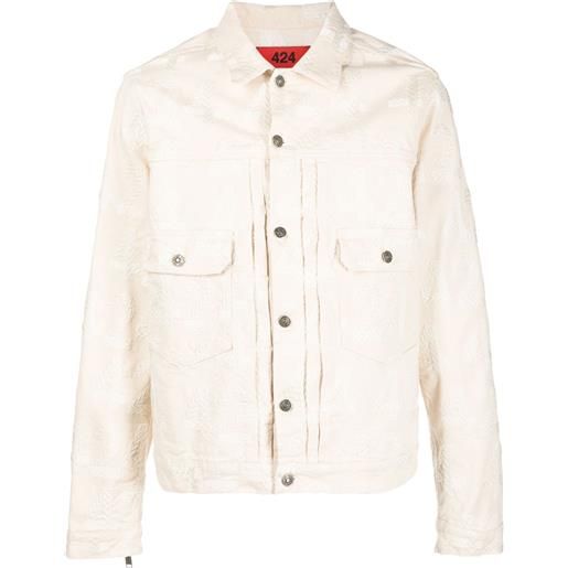 424 giacca denim con ricamo - toni neutri