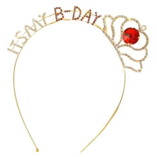 IYOU strass compleanno fascia per capelli oro cristallo corona copricapo principessa festa cerchio per capelli tiara accessori per compleanno donne ragazze