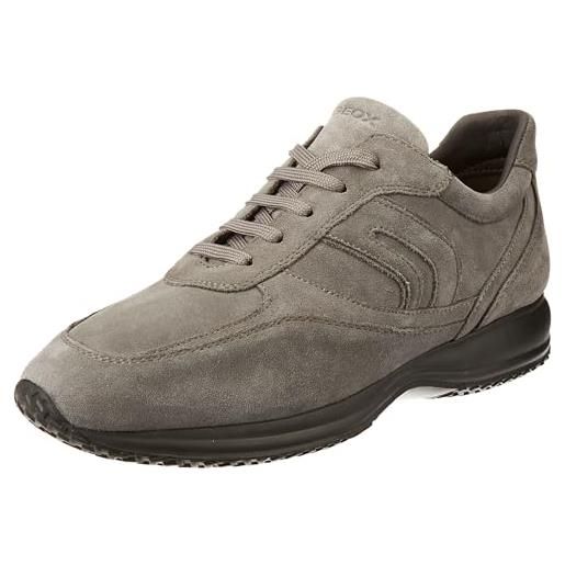 Geox uomo happy p, scarpe da ginnastica, grigio scuro, 45 eu