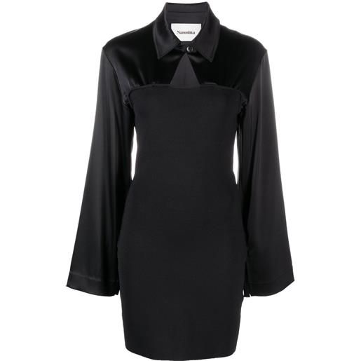 Nanushka abito corto donia con dettaglio cut-out - nero