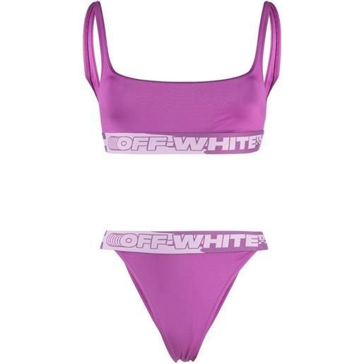 Off-White bikini con banda logo - rosa