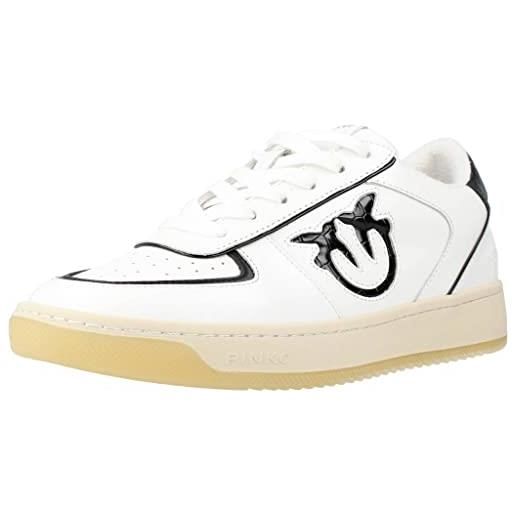 Pinko bondy 3 basket sneaker pelle v, scarpe con lacci donna, zz1_bianco/nero, 36 eu