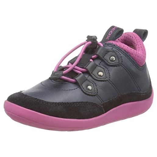 Geox j barefeel girl a, sneakers bambine e ragazze, grigio (dk grey/dk pink), 32 eu