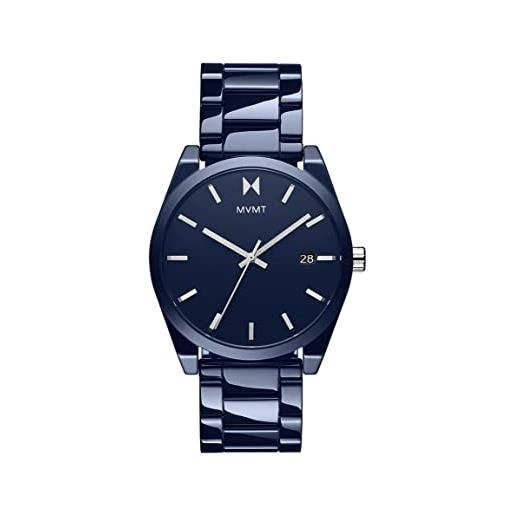 MVMT orologio analogico al quarzo da uomo collezione element con cinturino in ceramica, pelle o acciaio inossidabile, blu (all blue)
