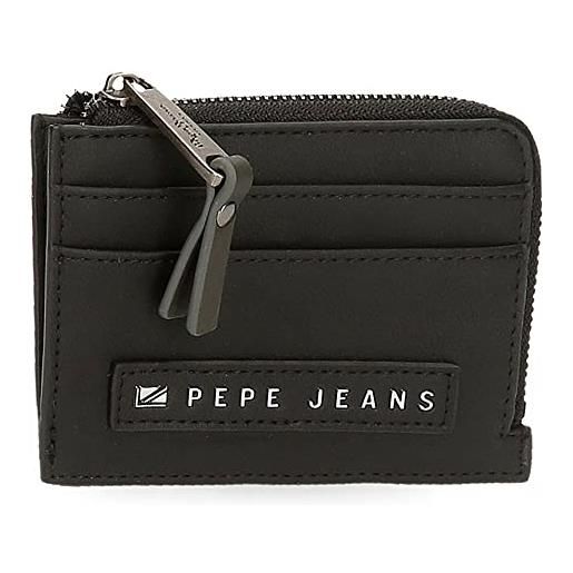 Pepe Jeans piere porta carte di credito nero 11,5 x 8 x 1,5 cm pelle sintetica, nero , porta carte