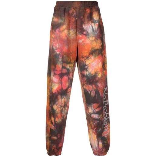 Aries pantaloni sportivi con fantasia tie-dye - arancione