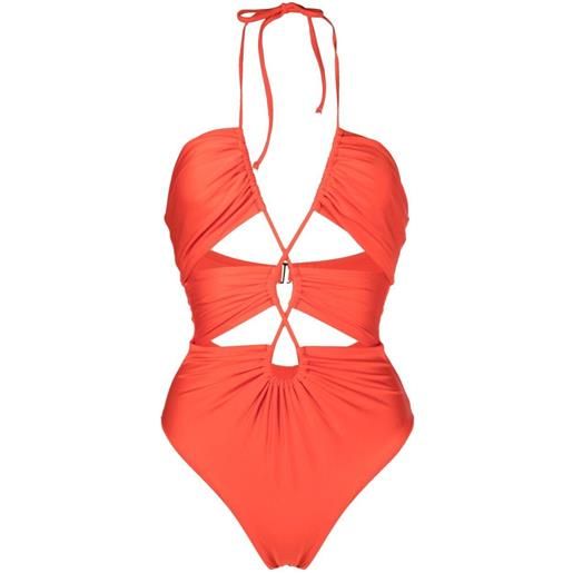 Noire Swimwear costume intero con scollo a v - arancione