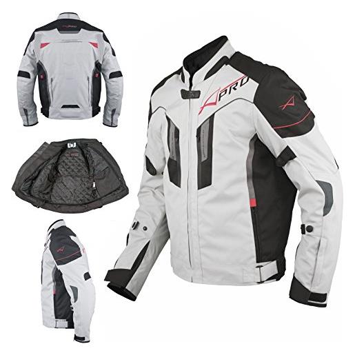 A-Pro giacca moto tessuto sport protezioni ce riflettente ventilata grigio 2x