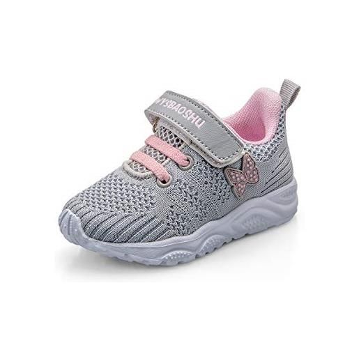 WYSFLY scarpe da ginnastica per neonate scarpe da ginnastica per bambina scarpe da passeggio per bambini piccoli scarpe casual leggere e traspiranti rosa 28