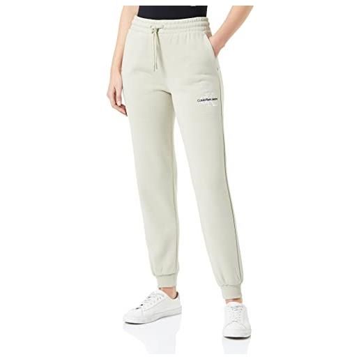 Calvin Klein Jeans monologo cuffed jog pants j20j218971 pantaloni della tuta, verde (wheat fields), m donna