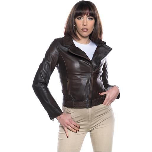 Leather Trend cel - chiodo donna testa di moro in vera pelle