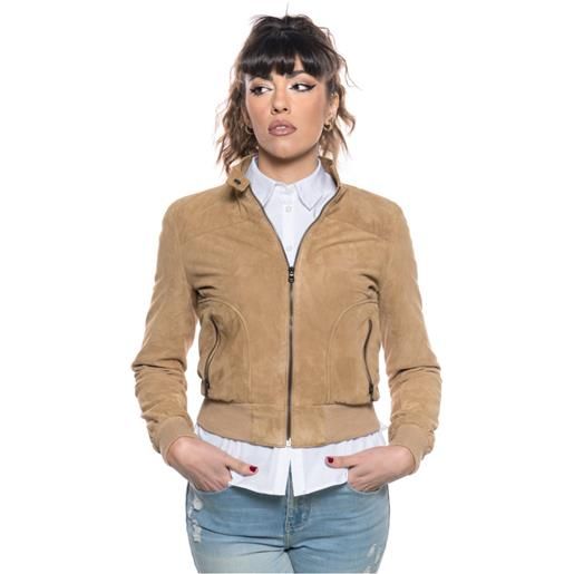 Leather Trend timberly - bomber donna miele in vera pelle camoscio