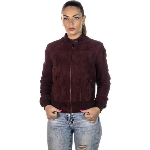 Leather Trend timberly - bomber donna bordeaux in vera pelle camoscio