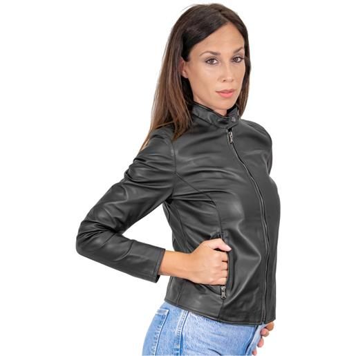 Leather Trend violetta bis - giacca donna nera in vera pelle