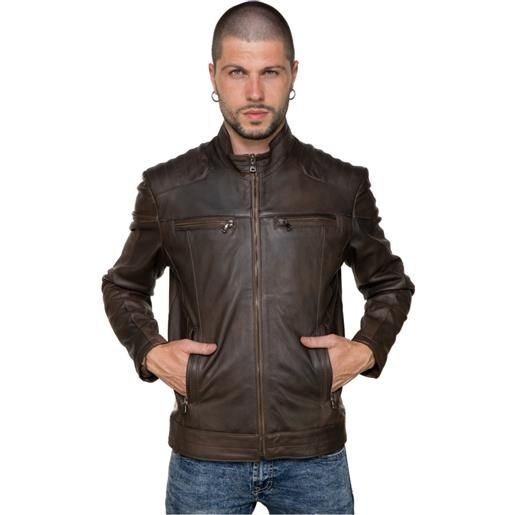 Leather Trend attila - biker uomo testa di moro in vera pelle