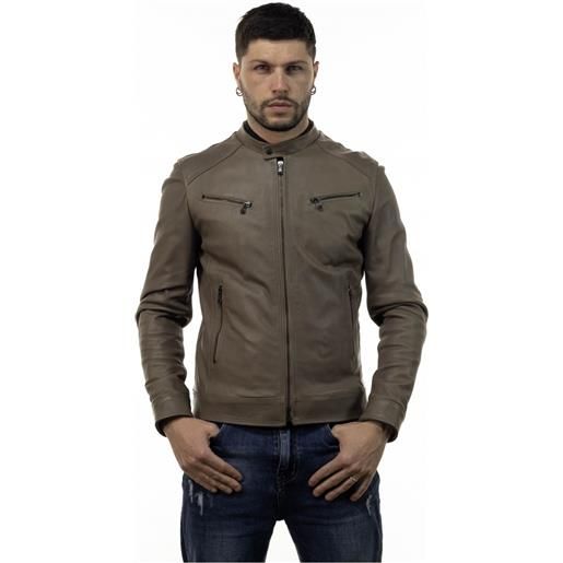 Leather Trend u06 - giacca uomo fango in vera pelle