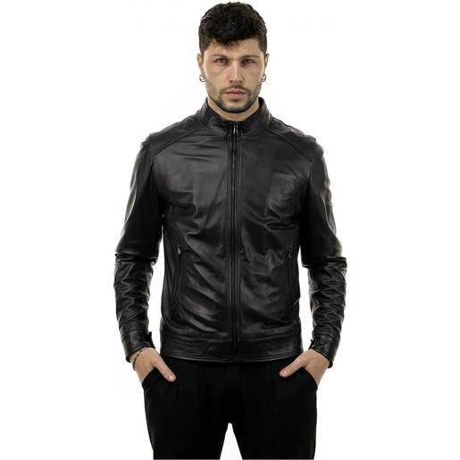 Leather Trend u08 - giacca uomo nera in vera pelle
