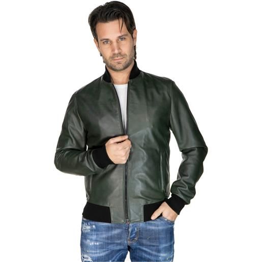 Leather Trend david - bomber uomo verde in vera pelle