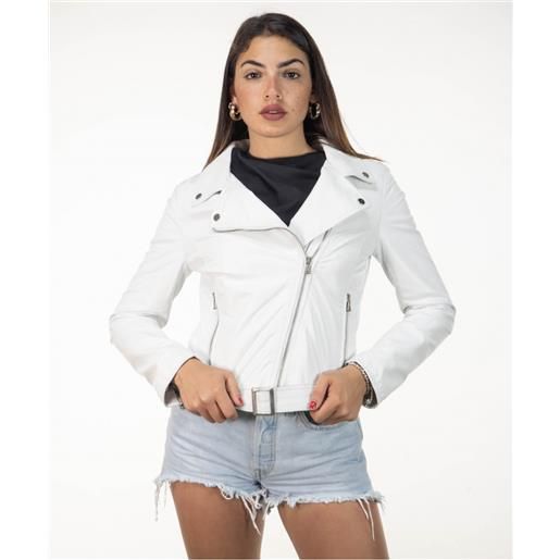 Leather Trend cel - chiodo donna bianco in vera pelle
