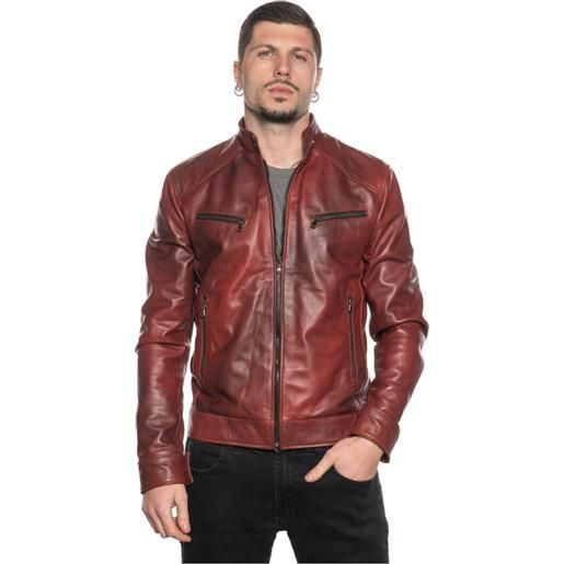 Leather Trend u06 - giacca uomo bordeaux in vera pelle