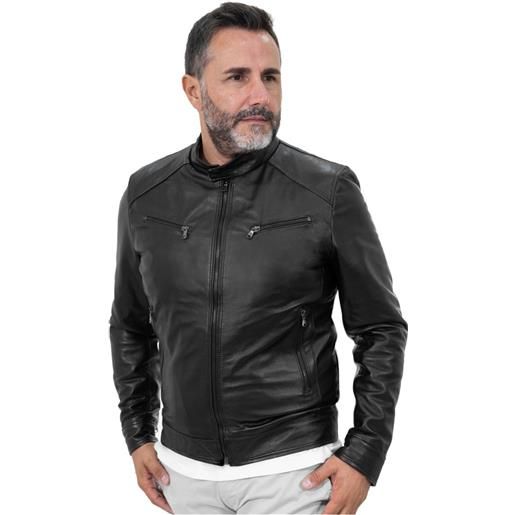 Leather Trend u06 - giacca uomo nera in vera pelle