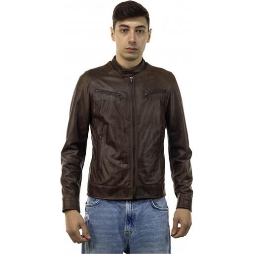 Leather Trend u06 - giacca uomo testa di moro oil vintage in vera pelle