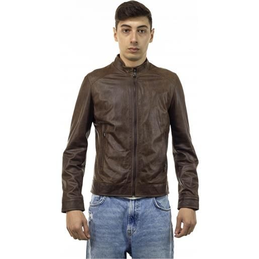 Leather Trend u08 - giacca uomo testa di moro oil vintage in vera pelle