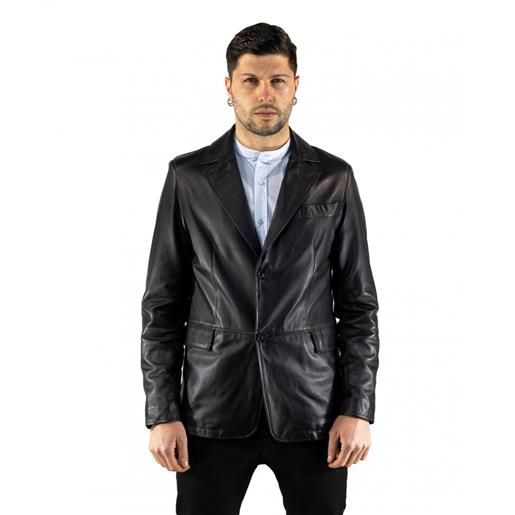 Leather Trend classic - giacca uomo nera in vera pelle