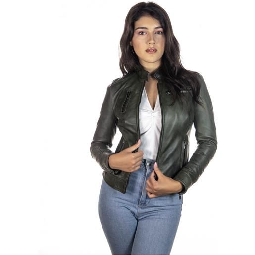 Leather Trend giulia - giacca donna verde in vera pelle