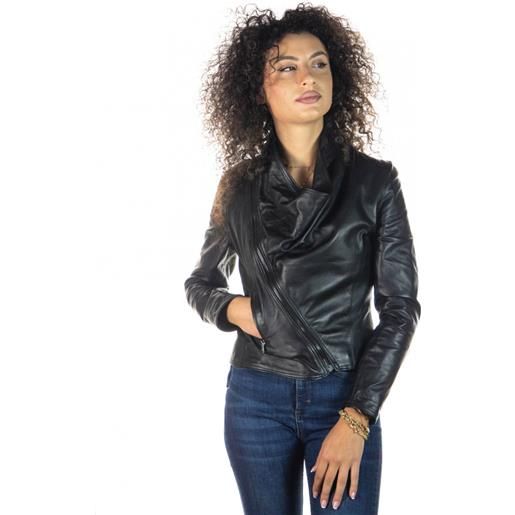 Leather Trend scialla - giacca donna nera in vera pelle