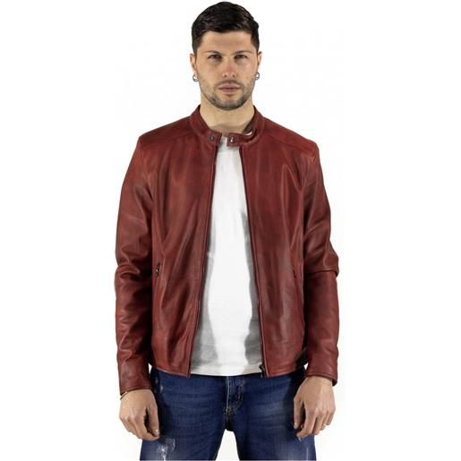 Leather Trend u09 - giacca uomo bordeaux in vera pelle