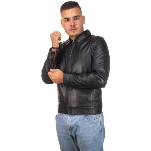 Leather Trend u07 - giacca uomo nera in vera pelle