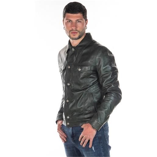 Leather Trend roberto - giacca uomo verde in vera pelle
