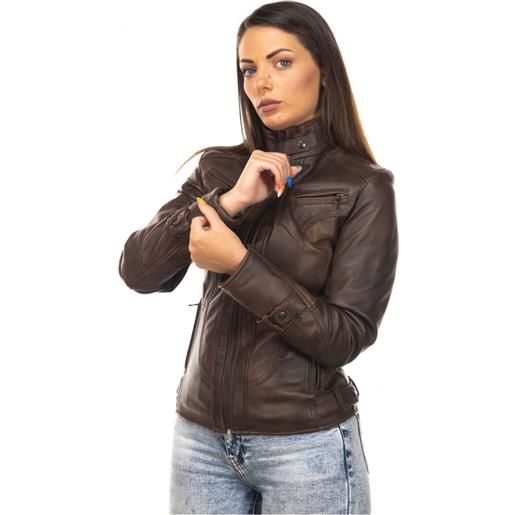 Leather Trend v173 - biker donna testa di moro in vera pelle