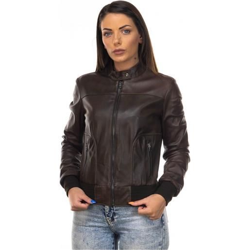 Leather Trend timberly - bomber donna testa di moro in vera pelle