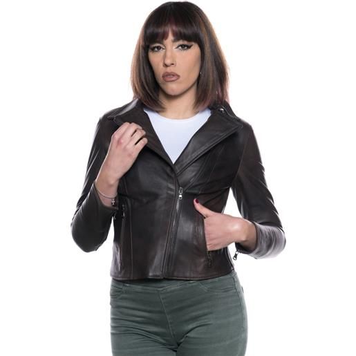 Leather Trend giselle - chiodo donna testa di moro in vera pelle
