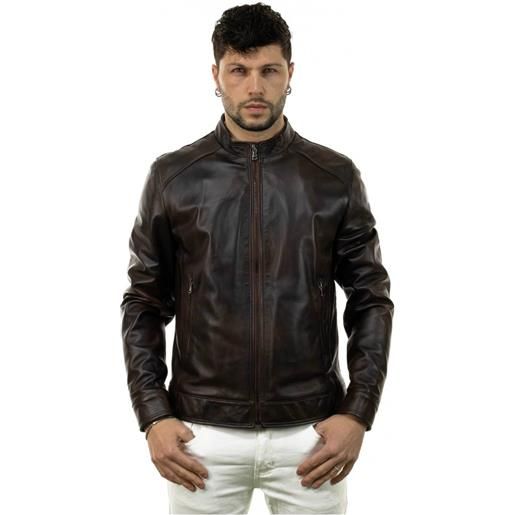 Leather Trend u08 - giacca uomo testa di moro in vera pelle nappata