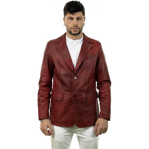 Leather Trend classic - giacca uomo bordeaux in vera pelle