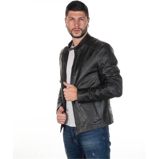 Leather Trend u09 - giacca uomo grigio oil vintage in vera pelle