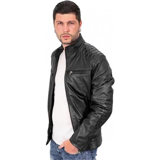 Leather Trend attila - biker uomo nero in vera pelle