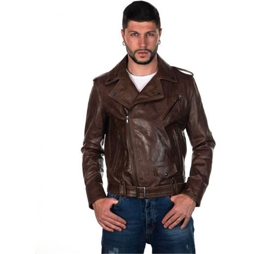 Leather Trend chiodo tre tasche - chiodo uomo testa di moro oil vintage in vera pelle