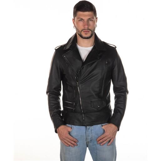 Leather Trend perfect - chiodo uomo nero in vera pelle