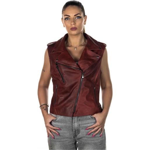 Leather Trend valery bis - gilet donna bordeaux in vera pelle