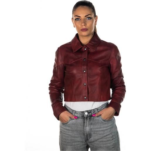 Leather Trend camilla - giacca donna bordeaux in vera pelle