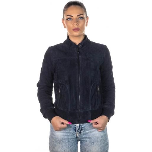 Leather Trend timberly - bomber donna blu in vera pelle camoscio