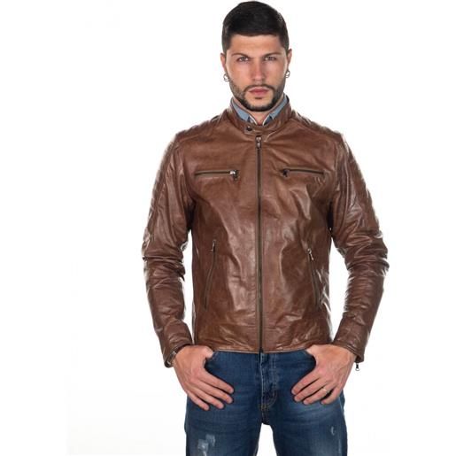 Leather Trend u05 - biker uomo cuoio oil vintage in vera pelle
