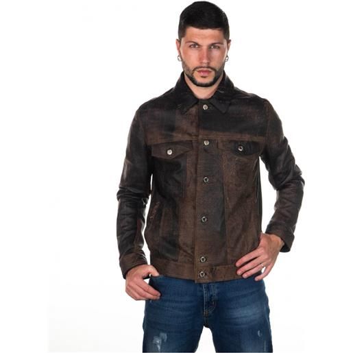 Leather Trend roberto - giacca uomo marrone effetto graffiato in vera pelle