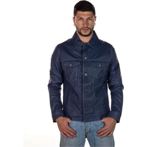 Leather Trend roberto - giacca uomo blu in vera pelle