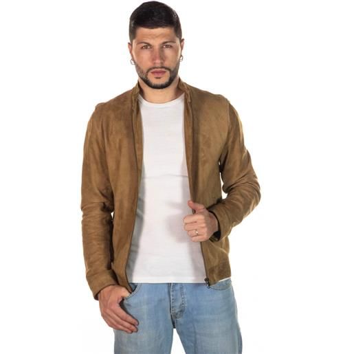Leather Trend u010 - giacca uomo miele in vera pelle camoscio